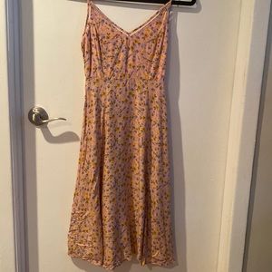 Slit floral print dress